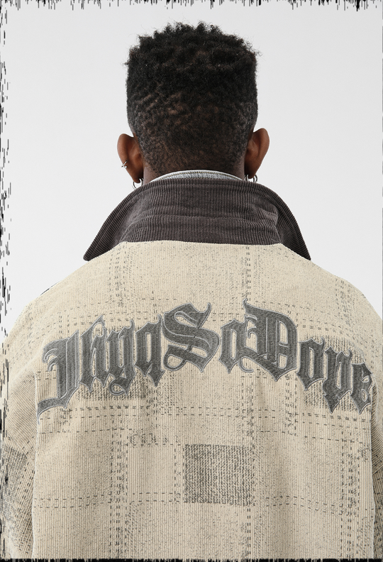 JHYQ Checkered Embroidered Corduroy Jacket