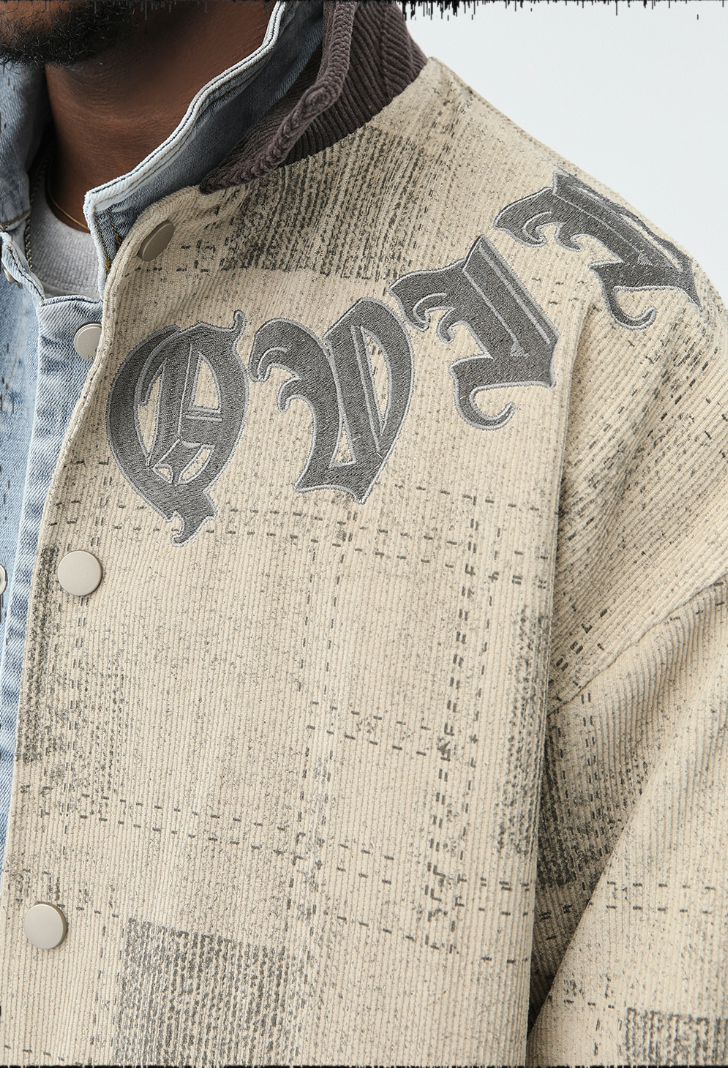 JHYQ Checkered Embroidered Corduroy Jacket