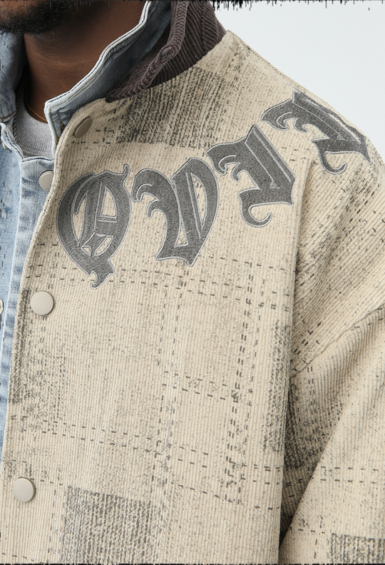 JHYQ Checkered Embroidered Corduroy Jacket