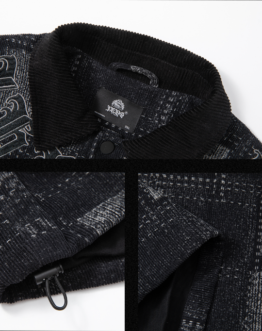 JHYQ Checkered Embroidered Corduroy Jacket