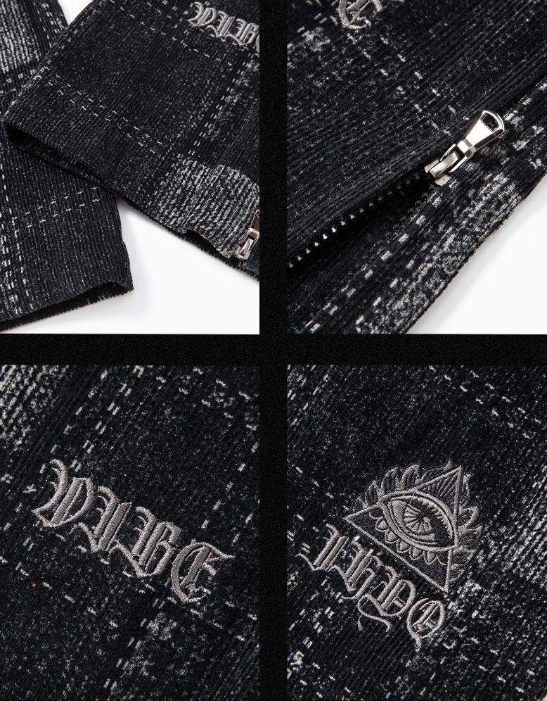 JHYQ Checkered Embroidered Corduroy Jacket