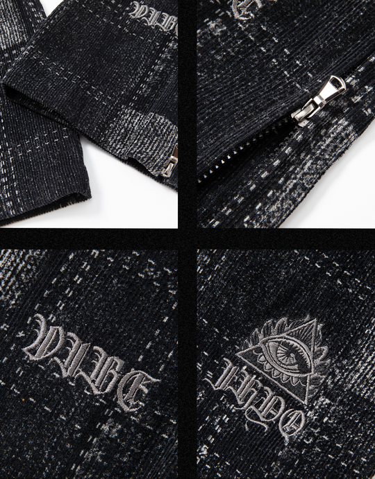 JHYQ Checkered Embroidered Corduroy Jacket