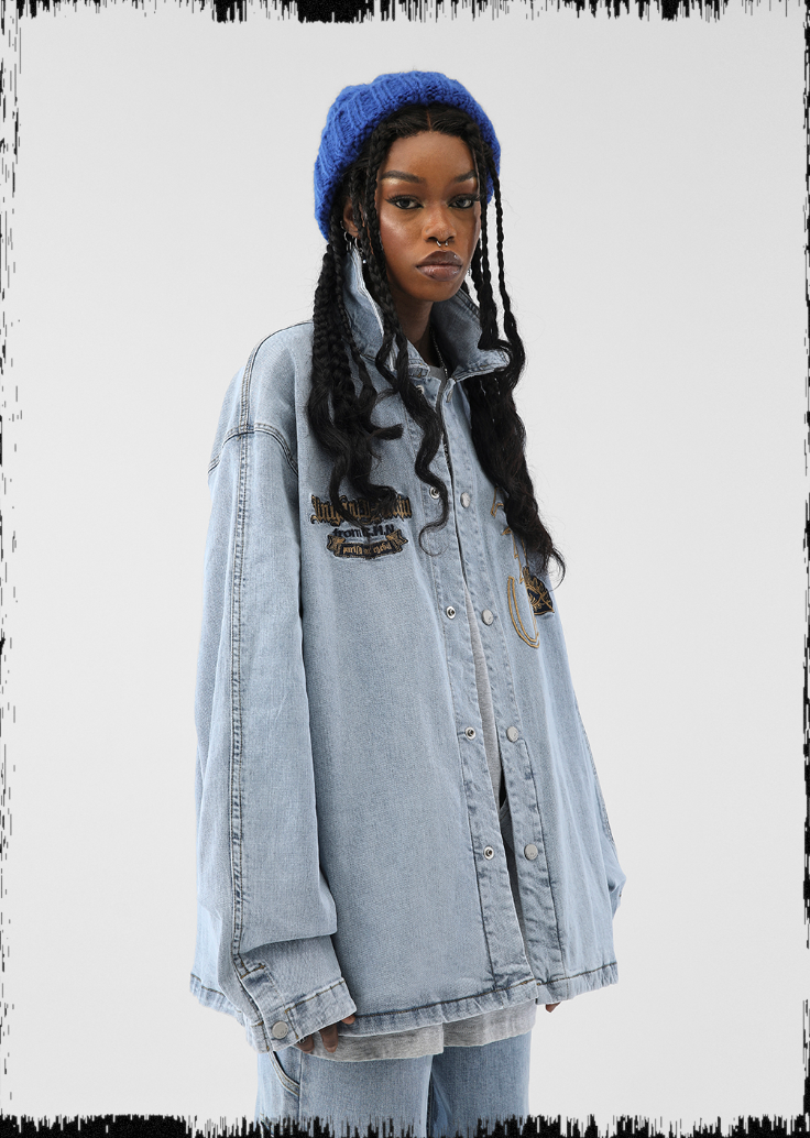 JHYQ Embroidered Denim Shirt Jacket