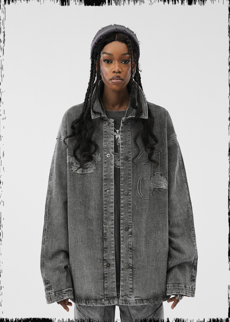 JHYQ Embroidered Denim Shirt Jacket