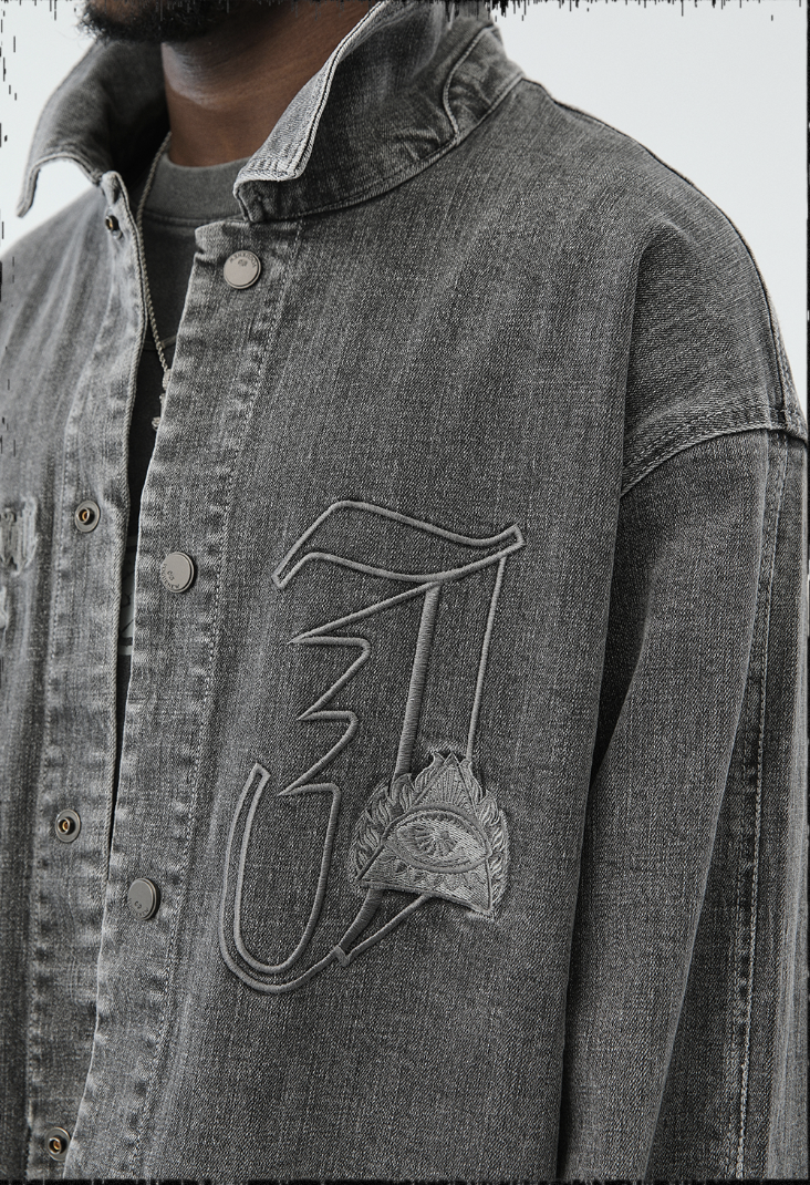 JHYQ Embroidered Denim Shirt Jacket