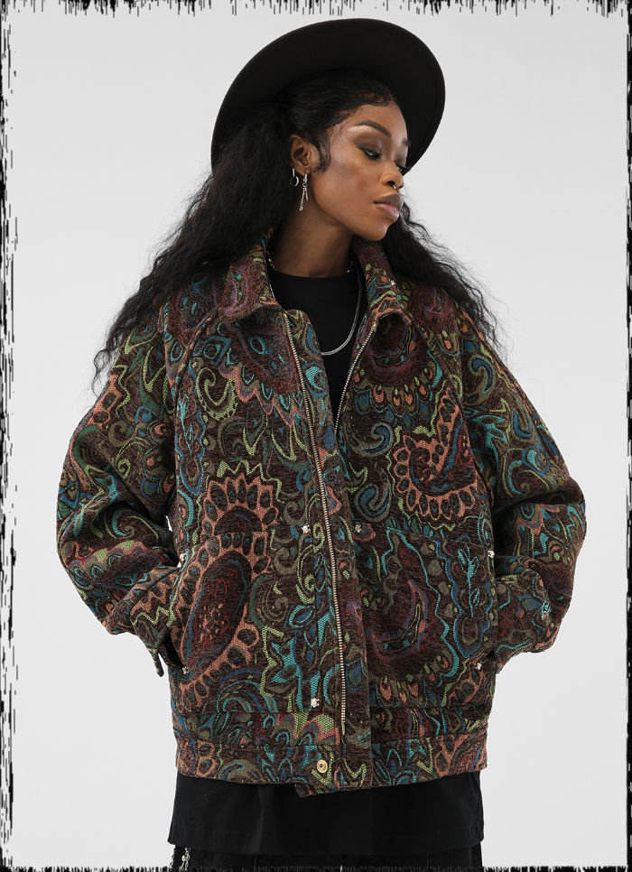JHYQ Color Blocking Paisley Embroidered Jacket