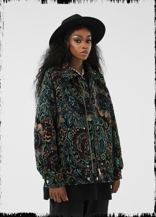 JHYQ Color Blocking Paisley Embroidered Jacket
