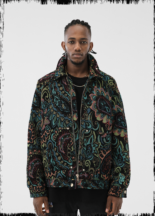 JHYQ Color Blocking Paisley Embroidered Jacket