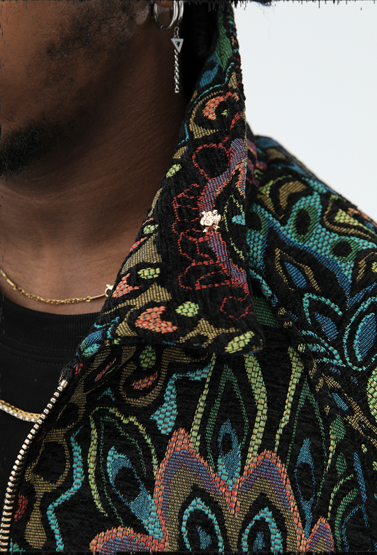 JHYQ Color Blocking Paisley Embroidered Jacket