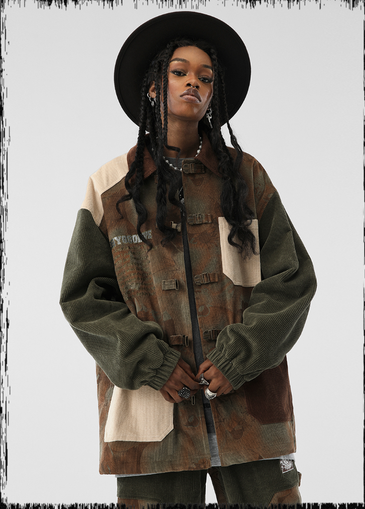 JHYQ Flower Print Corduroy Jacket