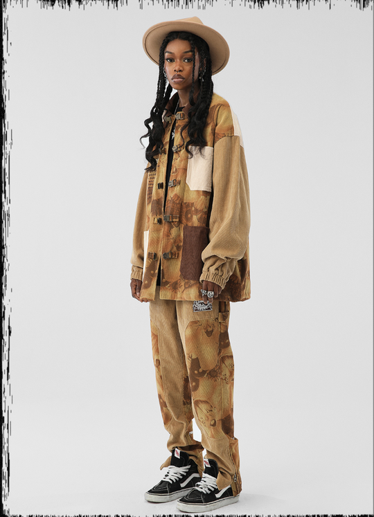 JHYQ Flower Print Corduroy Jacket