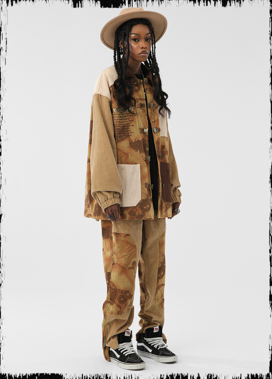 JHYQ Flower Print Corduroy Jacket