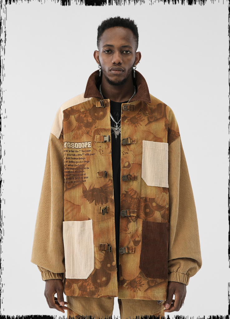 JHYQ Flower Print Corduroy Jacket