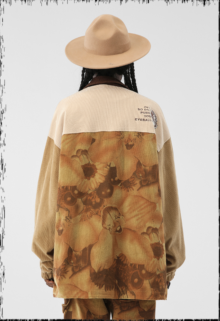 JHYQ Flower Print Corduroy Jacket