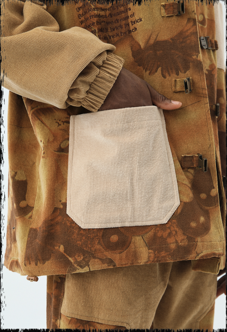 JHYQ Flower Print Corduroy Jacket