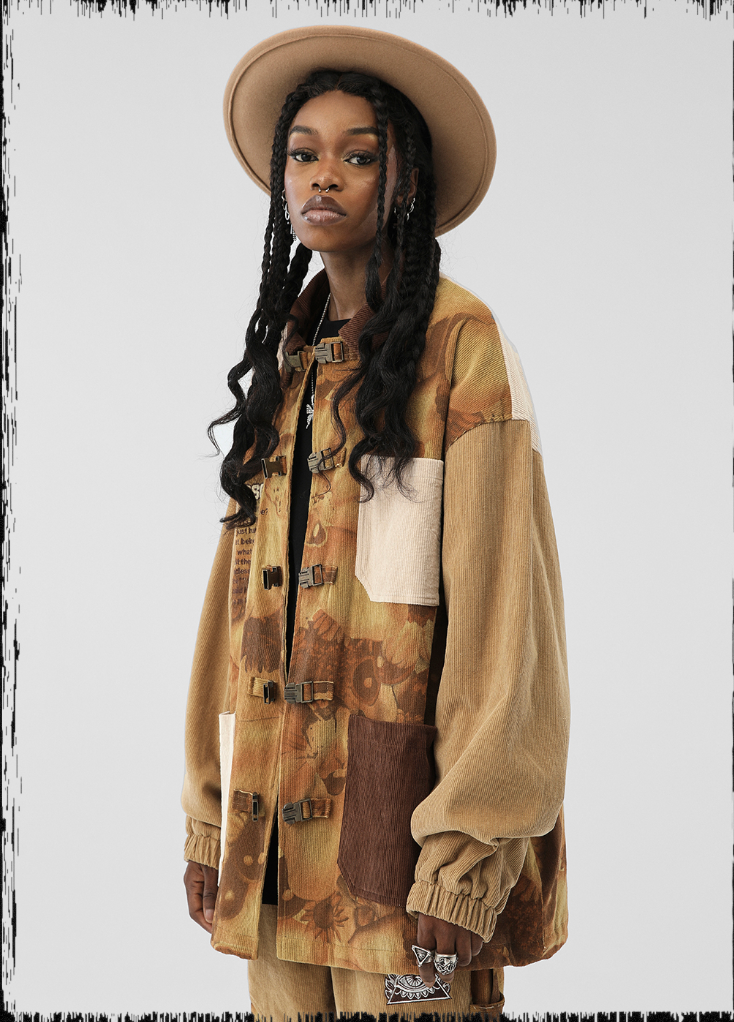 JHYQ Flower Print Corduroy Jacket