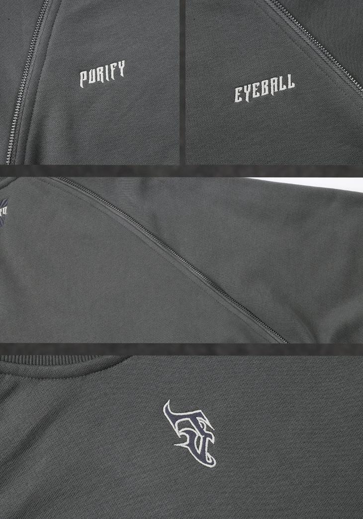 JHYQ Embroidered Logo Zipper Design Heavyweight Sweater