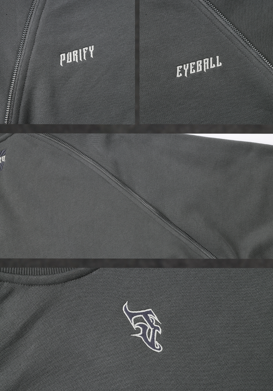 JHYQ Embroidered Logo Zipper Design Heavyweight Sweater