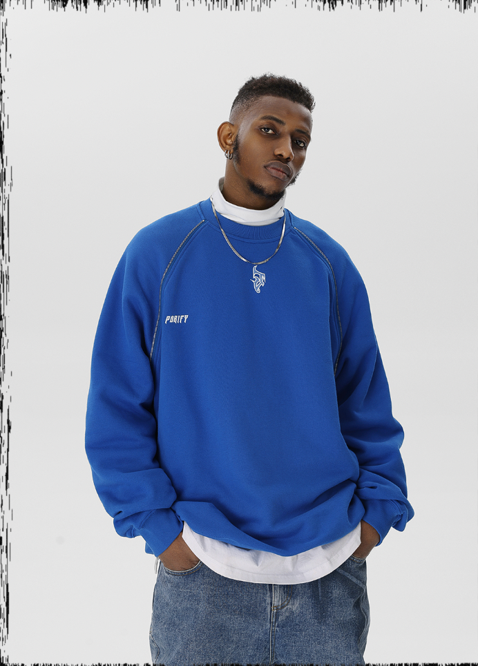 JHYQ Embroidered Logo Zipper Design Heavyweight Sweater