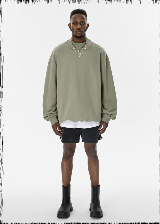 JHYQ Letters Embroidered Logo Heavyweight Sweater