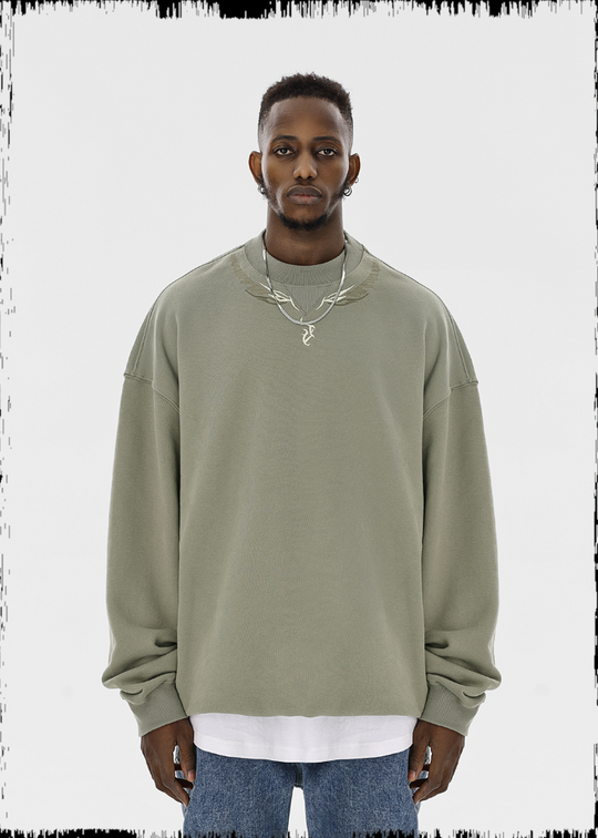 JHYQ Letters Embroidered Logo Heavyweight Sweater