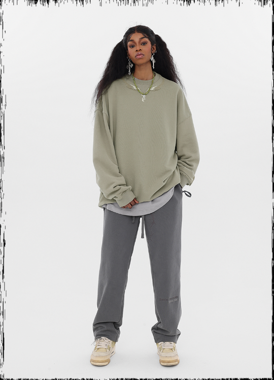 JHYQ Letters Embroidered Logo Heavyweight Sweater