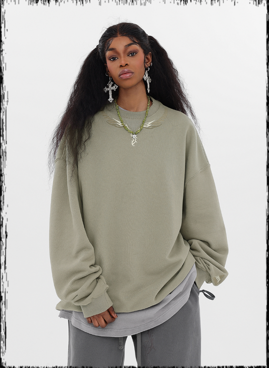 JHYQ Letters Embroidered Logo Heavyweight Sweater