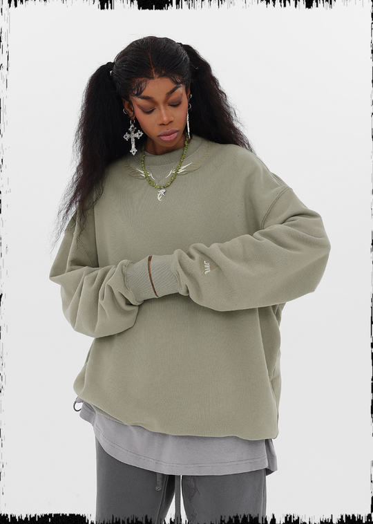 JHYQ Letters Embroidered Logo Heavyweight Sweater