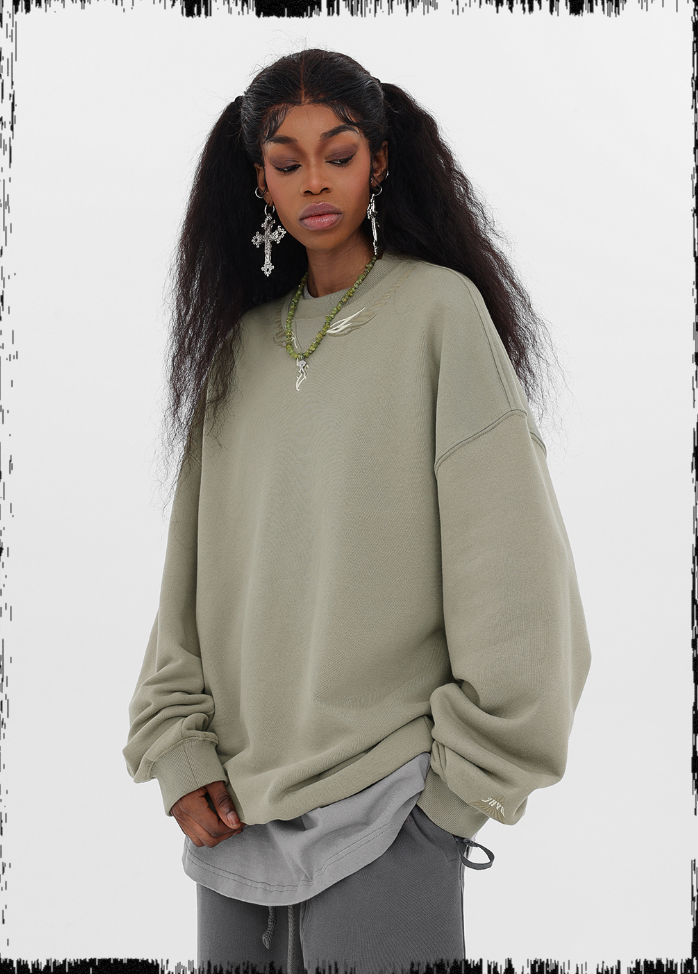 JHYQ Letters Embroidered Logo Heavyweight Sweater