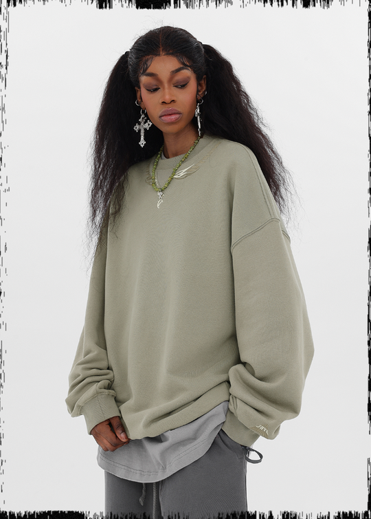 JHYQ Letters Embroidered Logo Heavyweight Sweater