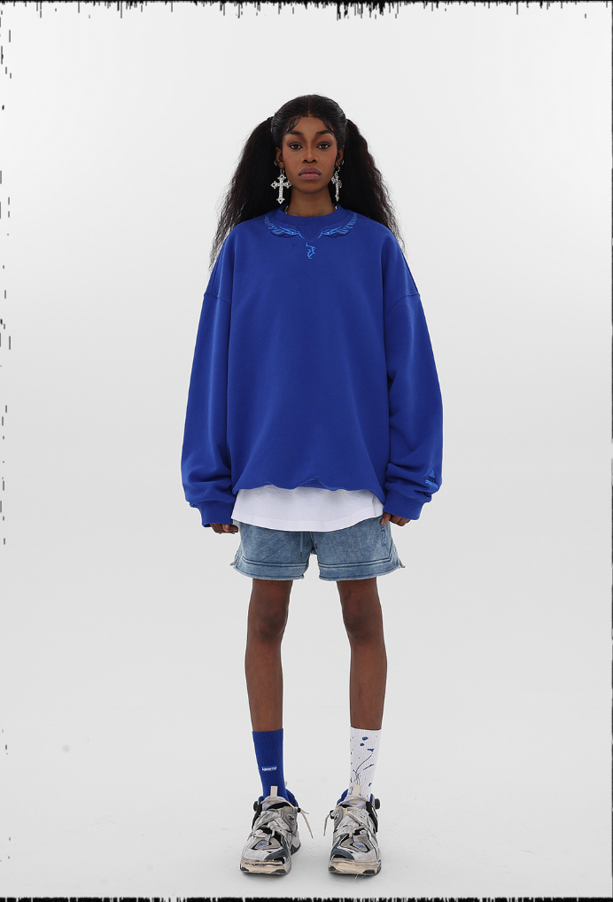 JHYQ Letters Embroidered Logo Heavyweight Sweater