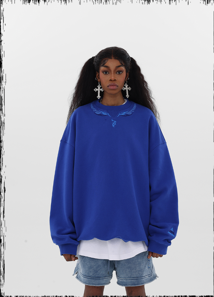 JHYQ Letters Embroidered Logo Heavyweight Sweater