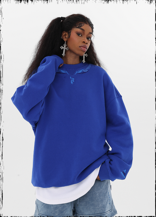 JHYQ Letters Embroidered Logo Heavyweight Sweater