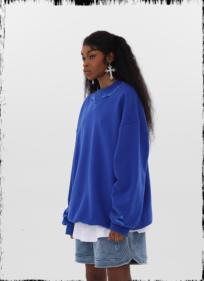 JHYQ Letters Embroidered Logo Heavyweight Sweater