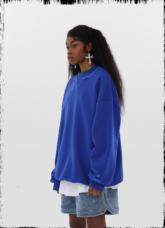 JHYQ Letters Embroidered Logo Heavyweight Sweater