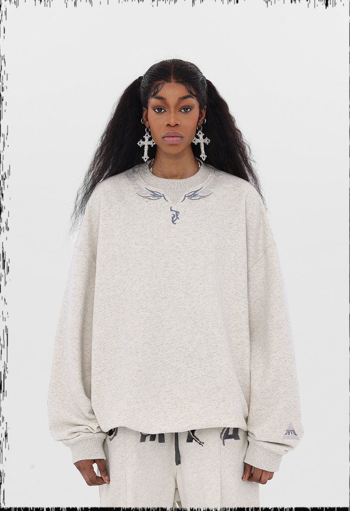 JHYQ Letters Embroidered Logo Heavyweight Sweater