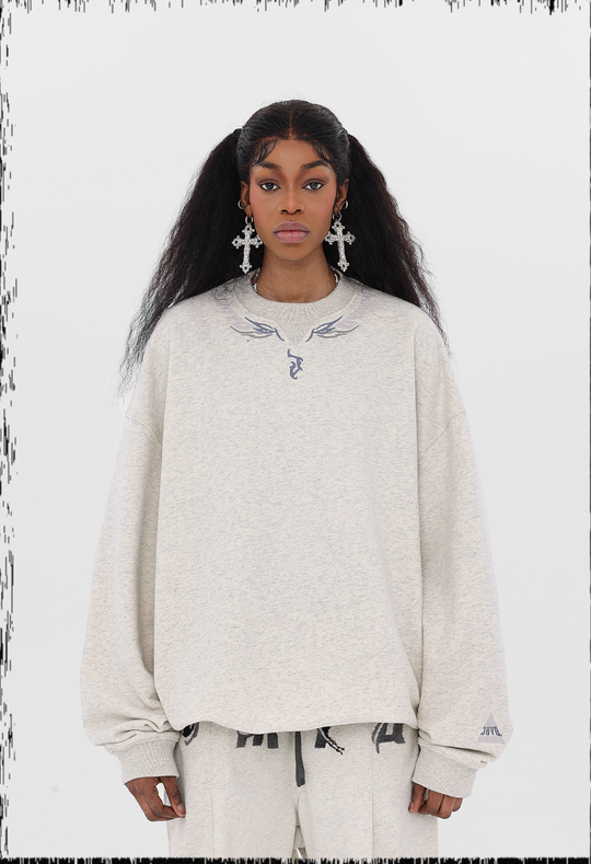 JHYQ Letters Embroidered Logo Heavyweight Sweater