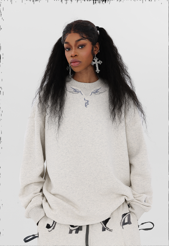 JHYQ Letters Embroidered Logo Heavyweight Sweater