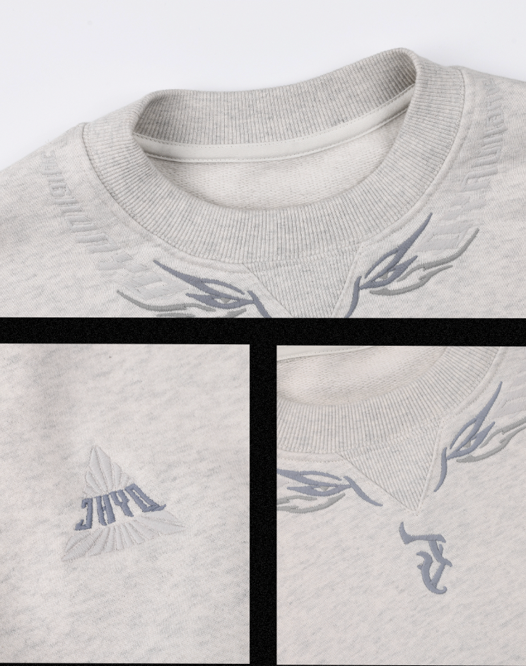 JHYQ Letters Embroidered Logo Heavyweight Sweater