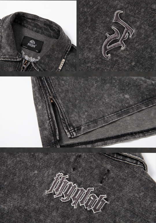 JHYQ Tie Dye Lapel Embroidered Denim Jacket