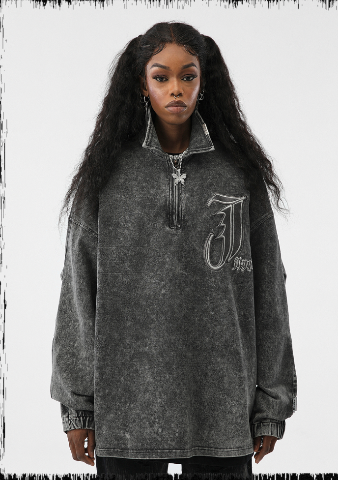 JHYQ Tie Dye Lapel Embroidered Denim Jacket