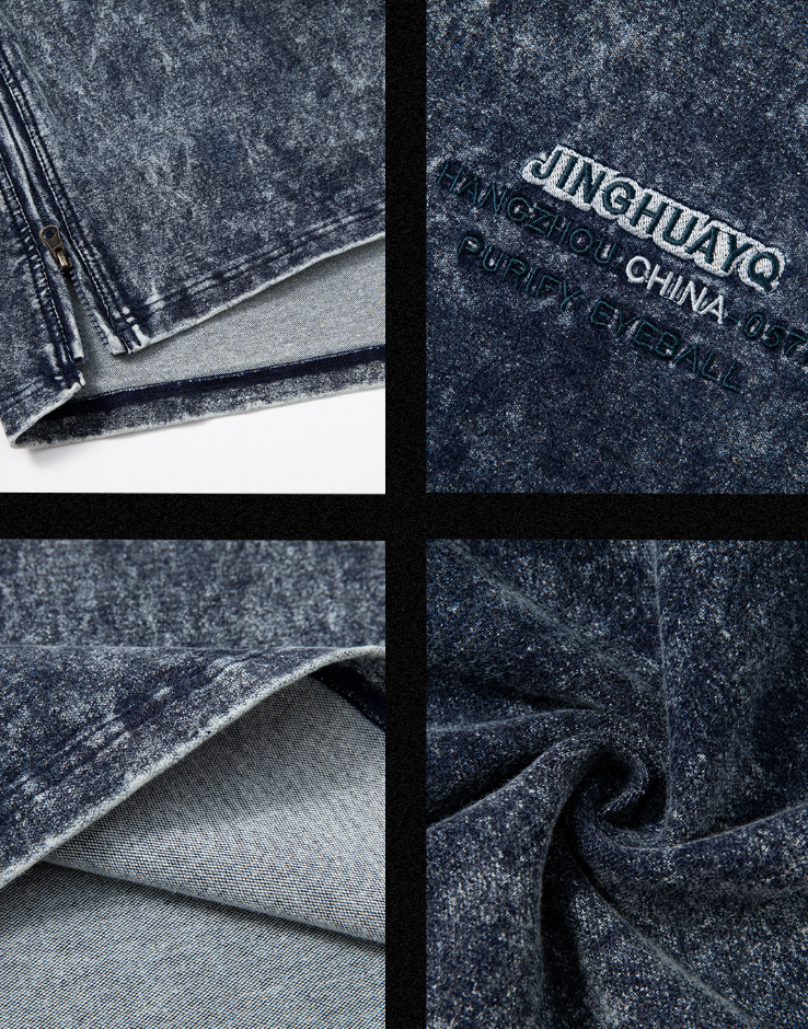 JHYQ Tie Dye Lapel Embroidered Denim Jacket