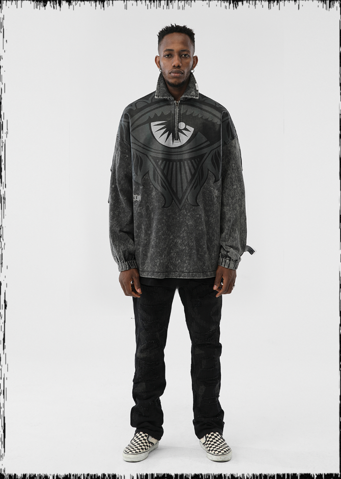 JHYQ Big Eyes Printed Denim Jacket