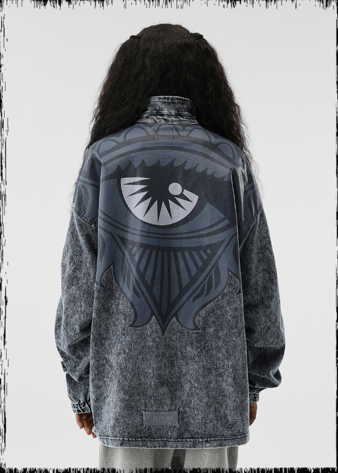JHYQ Big Eyes Printed Denim Jacket
