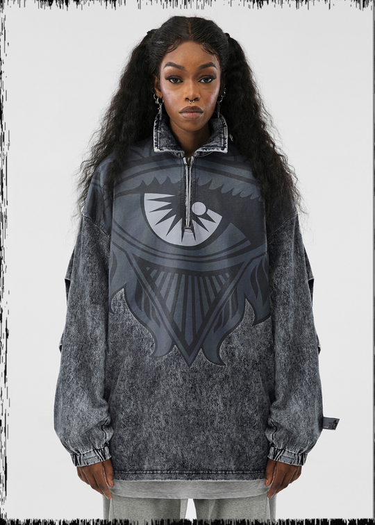 JHYQ Big Eyes Printed Denim Jacket