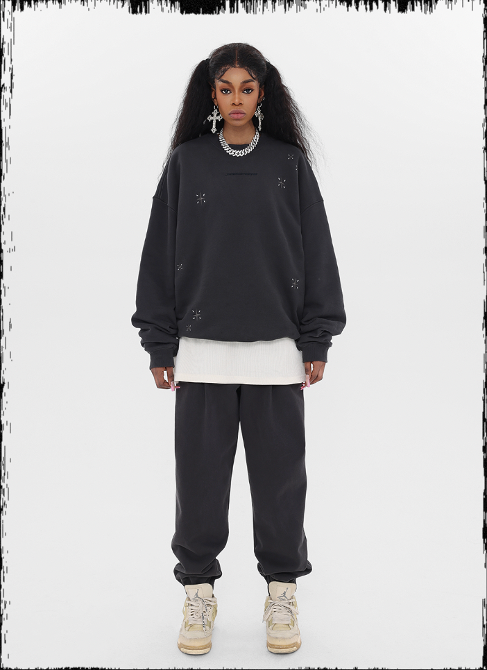 JHYQ Stars Embroidered Heavyweight Sweater