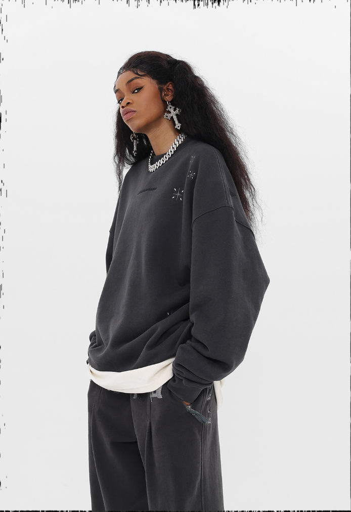 JHYQ Stars Embroidered Heavyweight Sweater