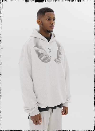 JHYQ Letters Embroidered Hand Held Print Hoodie