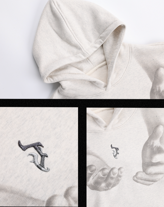 JHYQ Letters Embroidered Hand Held Print Hoodie