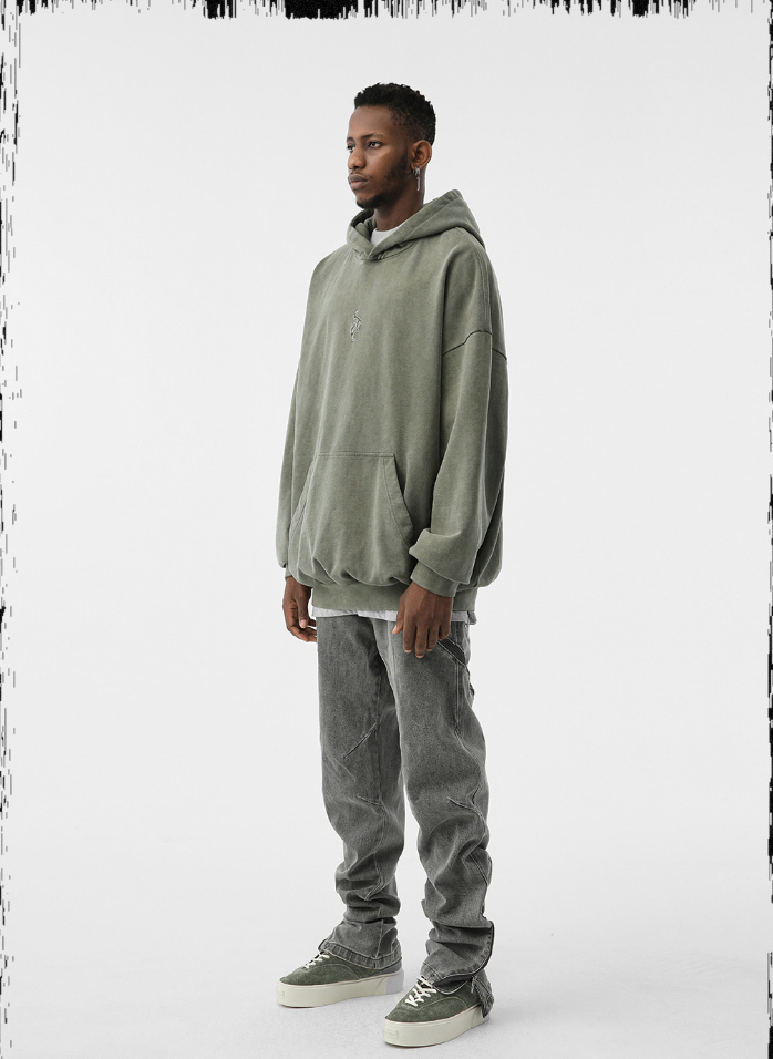 JHYQ Heavy Washed Embroidered Hoodie